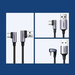 Ugreen USB - USB Typ C angled cable Quick Charge 3.0 QC3.0 3 A 0,5 m gray (US176 20855) цена и информация | Кабели для телефонов | pigu.lt