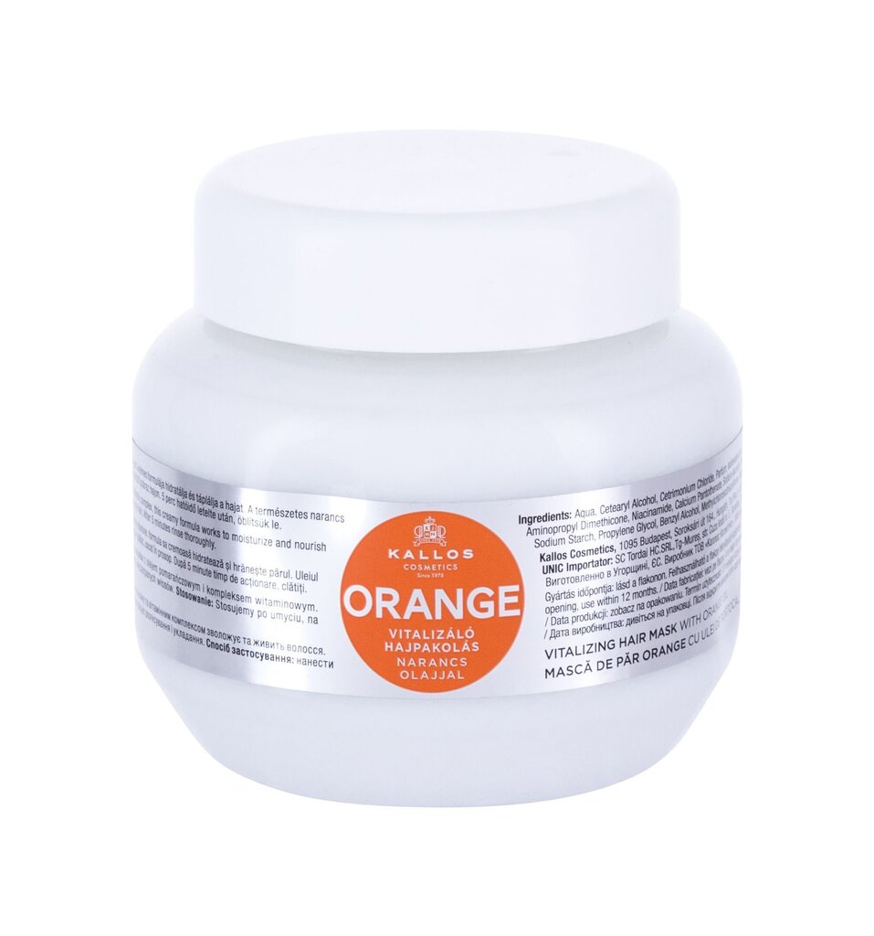 Plaukų kaukė Kallos Cosmetics Orange, 275 ml цена и информация | Priemonės plaukų stiprinimui | pigu.lt