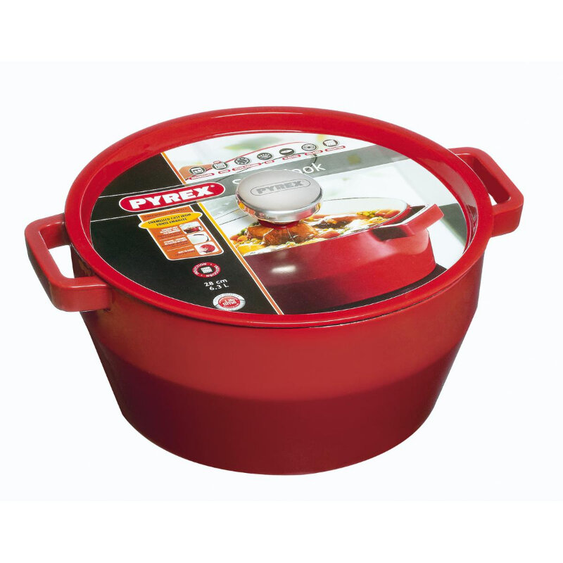 Pyrex SLOWCOOK ketaus puodas 28cm, 6,3l raudonas цена и информация | Puodai, greitpuodžiai | pigu.lt