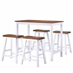 Baro stalo ir kėdžių komplektas, 5 dalių, rudas kaina ir informacija | Valgomojo komplektai | pigu.lt