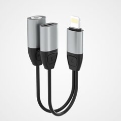 „Dudao“ ausinių adapteris „Lightning to Lightning“ adapteris + 3,5 mm mini lizdas muzikai ir įkrovimui pilka spalva (L17i + pilka) kaina ir informacija | Laidai telefonams | pigu.lt