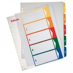 Skiriamieji plastikiniai lapai Esselte, 1-5, spalvoti, spausdinami, A4+ kaina ir informacija | Sąsiuviniai ir popieriaus prekės | pigu.lt