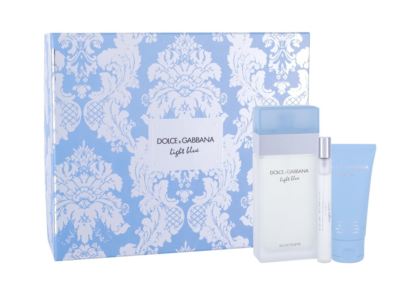 Rinkinys Dolce & Gabbana Light Blue moterims: tualetinis vanduo EDT, 100 ml + 10ml ir kūno kremas, 75 ml kaina ir informacija | Kvepalai moterims | pigu.lt