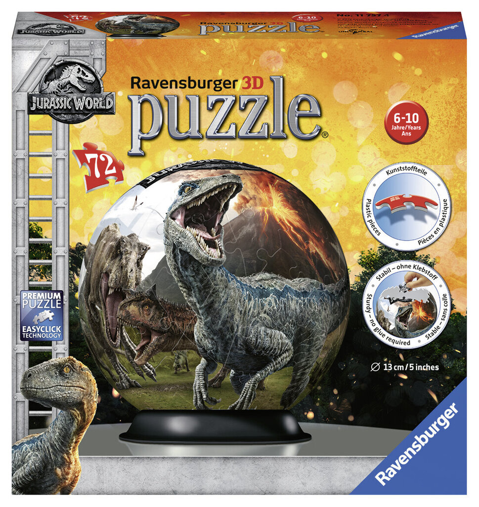 3D dėlionė Ravensburger Jurrasic World, 72 d. kaina ir informacija | Dėlionės (puzzle) | pigu.lt