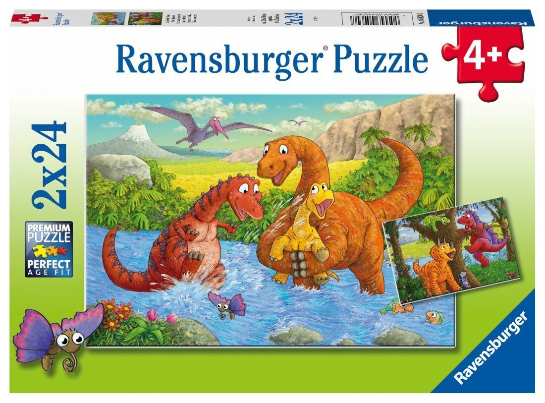 Dėlionių rinkinys Ravensburger Dinozaurai, 2 x 24 d. цена и информация | Dėlionės (puzzle) | pigu.lt