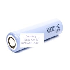 Аккумулятор Samsung INR21700-40T 4000mAh - 35A, 1 шт. цена и информация | Батарейки | pigu.lt