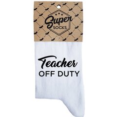 Moteriškos kojinės Teacher off duty, baltos kaina ir informacija | Originalios kojinės | pigu.lt