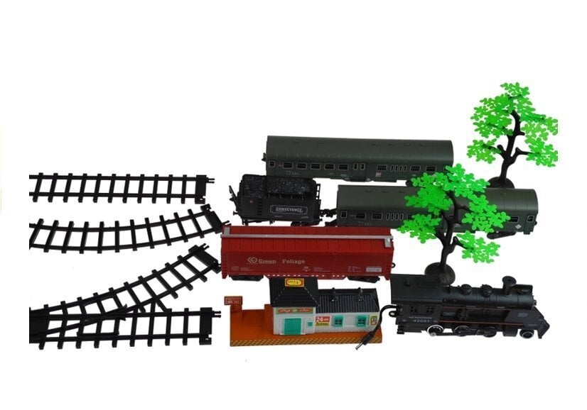 Elektrinis traukinys su vagonais bei 156 cm bėgių trasa kaina ir informacija | Žaislai berniukams | pigu.lt