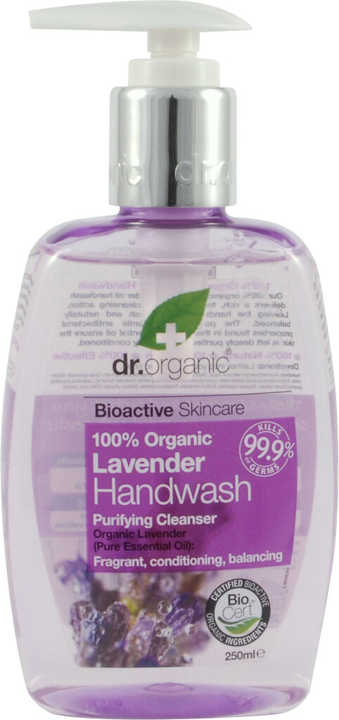 Skystas muilas su levandomis Dr. Organic Lavender, 250 ml kaina ir informacija | Muilai | pigu.lt