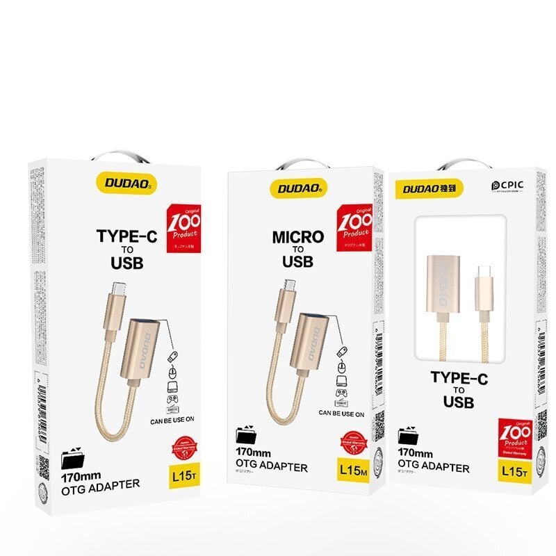 Dudao adapterio kabelis OTG USB 2.0 į USB Type C pilkas (L15T) kaina ir informacija | Laidai telefonams | pigu.lt