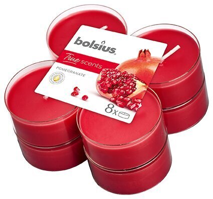 Kvapiųjų žvakių rinkinys Bolsius True Scents Pomegranate, 8 vnt цена и информация | Žvakės, Žvakidės | pigu.lt