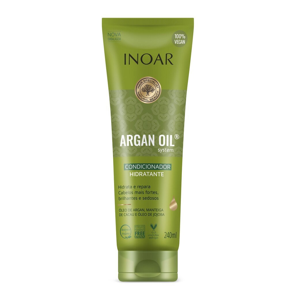 Intensyviai drėkinantis kondicionierius plaukams su Argano aliejumi Inoar Argan Oil, 240 ml kaina ir informacija | Balzamai, kondicionieriai | pigu.lt