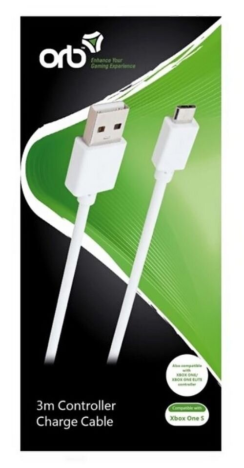 ORB Charge Cable - White, 3m (Xbox One) kaina ir informacija | Kabeliai ir laidai | pigu.lt