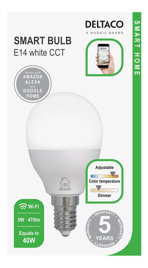 LED lemputė Deltaco E14 5W 470lm kaina ir informacija | Elektros lemputės | pigu.lt