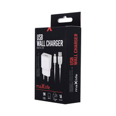 Maxlife MXTC-01 charger 1x USB 2.1A white цена и информация | Зарядные устройства для телефонов | pigu.lt