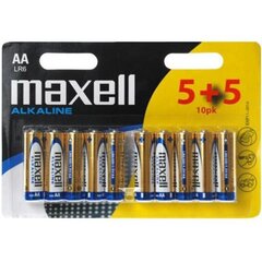 Maxell Alkaline AA maitinimo elementai, 10 vnt kaina ir informacija | MAXELL Mobilieji telefonai ir jų priedai | pigu.lt