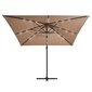 Gembinis skėtis su LED/plieniniu stulpu, 250x250 cm, rudas kaina ir informacija | Skėčiai, markizės, stovai | pigu.lt