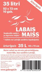 LDPE šiukšlių maišai, 35 litrų, 52x72cm, 10 vnt. viename ritinyje. kaina ir informacija | Šiukšlių maišai | pigu.lt