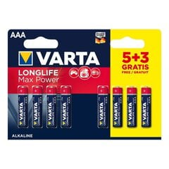 Щелочные батарейки Varta AAA Longlife Max Power (8 шт.) цена и информация | Батарейки | pigu.lt