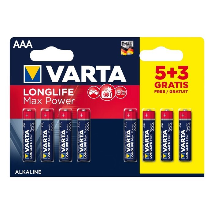 Varta šarminiai elementai AAA Longlife Max Power (8 vnt) цена и информация | Elementai | pigu.lt