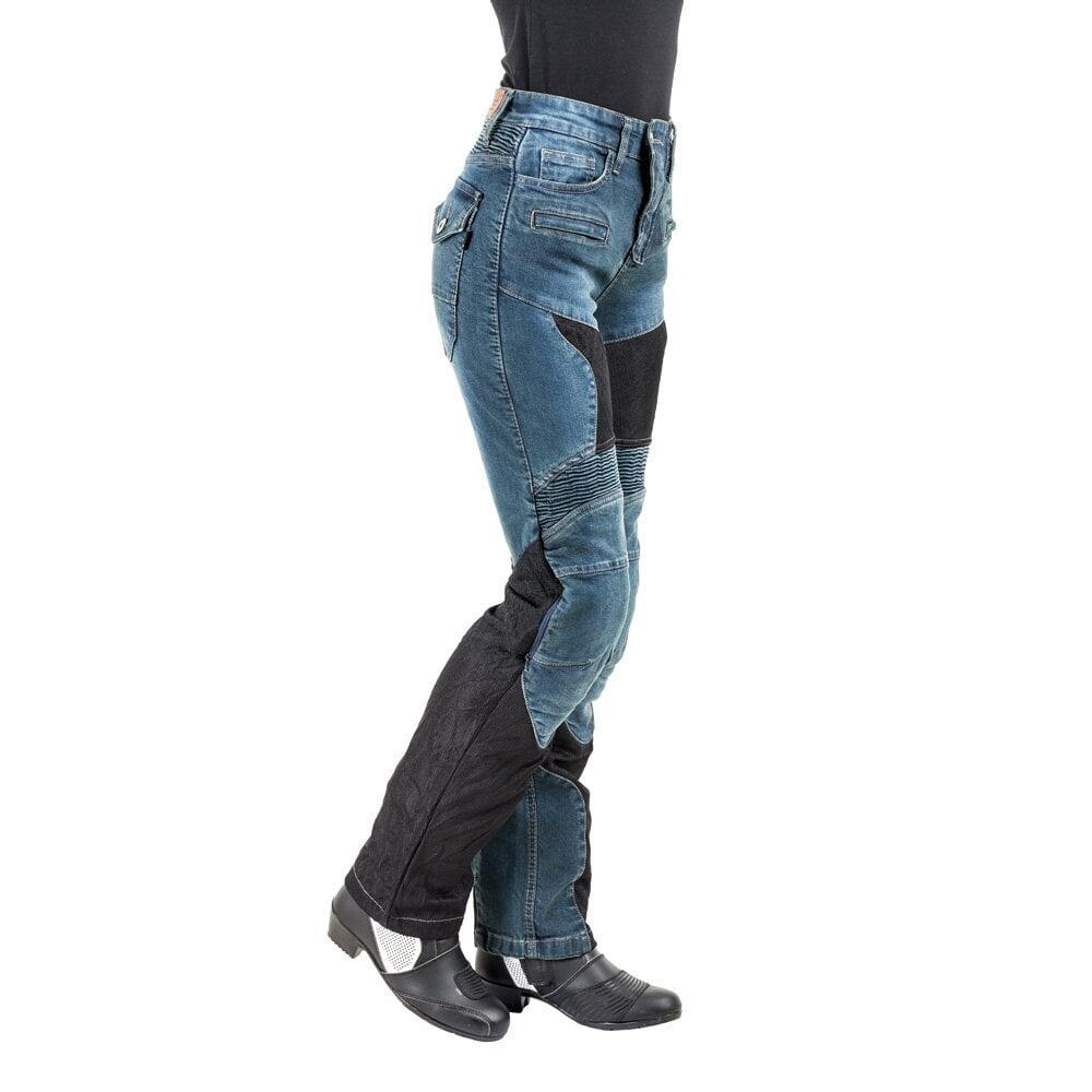 Moteriški Kevlar moto džinsai W-Tec Bolftyna - Blue-Black XS kaina ir informacija | Moto kelnės | pigu.lt