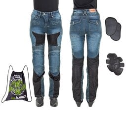 Moteriški Kevlar moto džinsai W-Tec Bolftyna - Blue-Black XS kaina ir informacija | Moto kelnės | pigu.lt