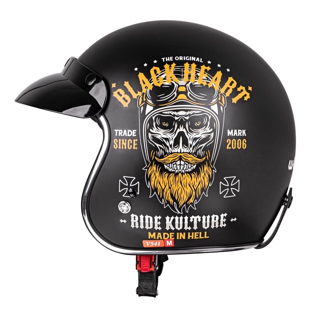 Moto šalmas W-TEC V541 Black Heart - Skull Horn juodas S kaina ir informacija | Moto šalmai | pigu.lt