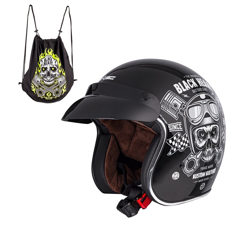 Moto šalmas W-TEC V541 Black Heart - juodas su kaukole S kaina ir informacija | Moto šalmai | pigu.lt