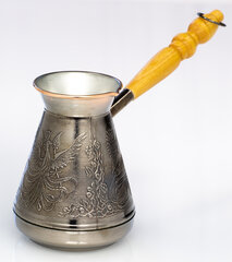 Varinis kavinukas turkiškos kavos ritinėlis puodelis turka cezva ibrik „Pasakų Paukštis“ su medine rankena, 600 ml kaina ir informacija | Kavinukai, virduliai | pigu.lt