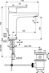 Смеситель для умывальника CERAFINE O с донным клапаном, хромированный BC699AA цена и информация | Смесители | pigu.lt