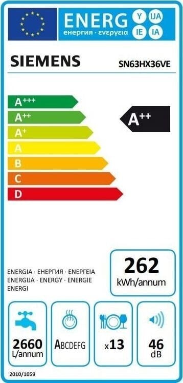 Siemens SN63HX36VE kaina ir informacija | Indaplovės | pigu.lt