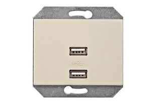 Įleidžiamas lizdas Vilma su 2xUSB DC 5V 3,4A, be rėmelio, smėlio spalvos цена и информация | Выключатели, розетки | pigu.lt