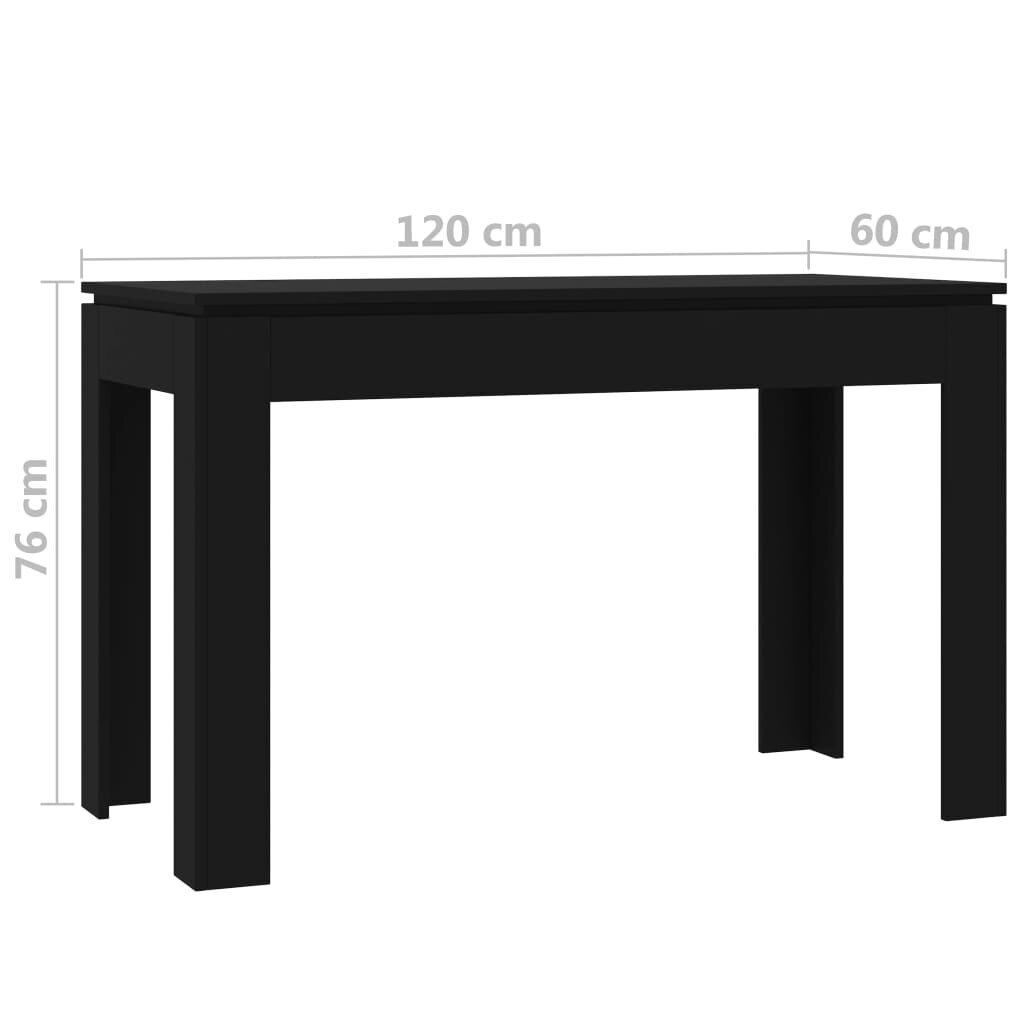 Valgomojo stalas, 120x60x76cm, juodos spalvos цена и информация | Virtuvės ir valgomojo stalai, staliukai | pigu.lt