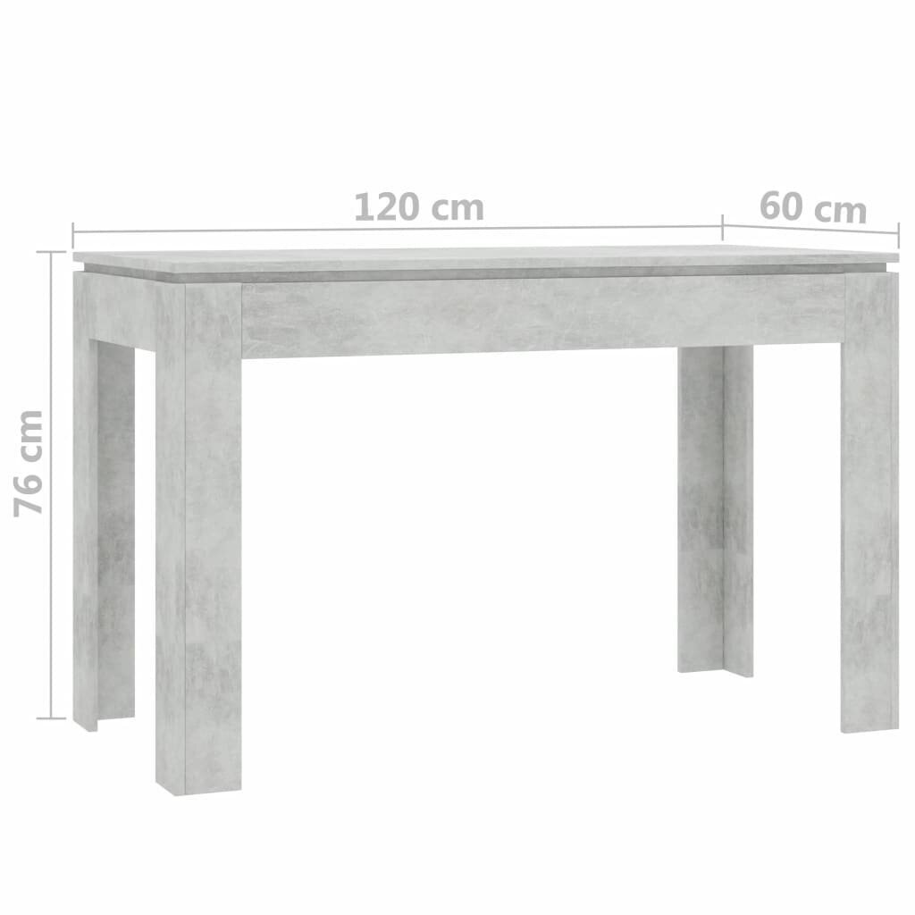 Valgomojo stalas, 120x60x76cm, pilkas kaina ir informacija | Virtuvės ir valgomojo stalai, staliukai | pigu.lt