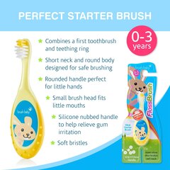 Dantų šepetėlis BrushBaby FlossBrush su kramtomu galu 0-3 m., 1 vnt. kaina ir informacija | Dantų šepetėliai, pastos | pigu.lt