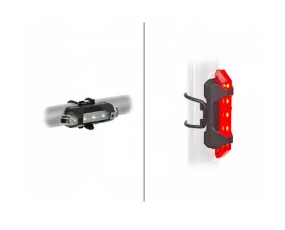 Dviračių žibintų rinkinys Stake mini USB (priekinis + galinis) цена и информация | Kitos dviračių dalys | pigu.lt