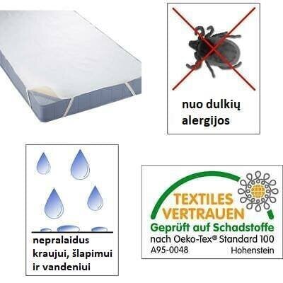 Biberna" vandeniui atsparus čiužinio paklotas 70 x 140 cm baltas kaina ir informacija | Paklodės | pigu.lt