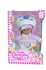 Кукла-ребенок со спальником, светом и звуком Bambolina, FB375 цена и информация | Игрушки для малышей | pigu.lt