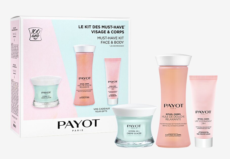 Veido ir kūno priežiūros priemonių rinkinys Payot Must-Have Kit: veido kremas 50 ml + kūno prausiklis 125 ml + kūno pienelis 25 ml kaina ir informacija | Veido kremai | pigu.lt