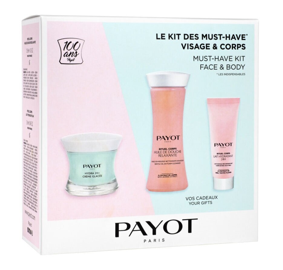 Veido ir kūno priežiūros priemonių rinkinys Payot Must-Have Kit: veido kremas 50 ml + kūno prausiklis 125 ml + kūno pienelis 25 ml kaina ir informacija | Veido kremai | pigu.lt