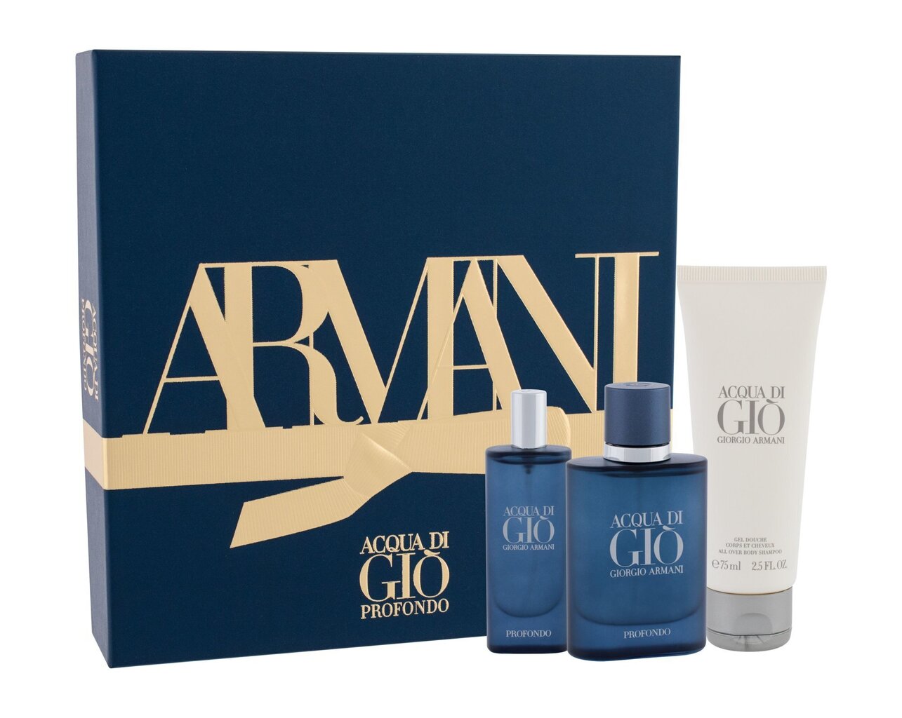 Rinkinys Giorgio Armani Acqua Di Gio Profondo vyrams: kvapusis vanduo EDP, 40 ml + EDP, 15 ml + dušo želė, 75 ml kaina ir informacija | Parfumuota kosmetika vyrams | pigu.lt