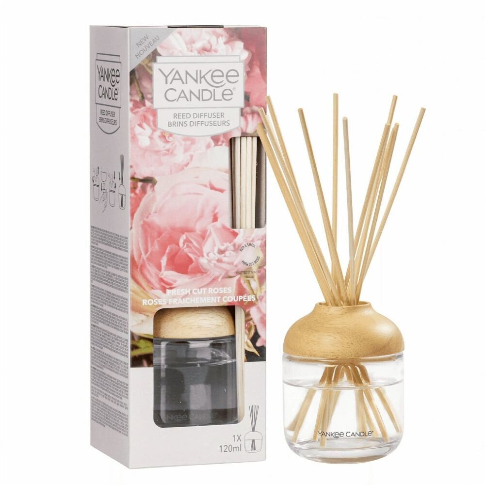 Namų kvapas su lazdelėmis Yankee Candle Fresh Cut Roses, 120 ml kaina ir informacija | Namų kvapai | pigu.lt