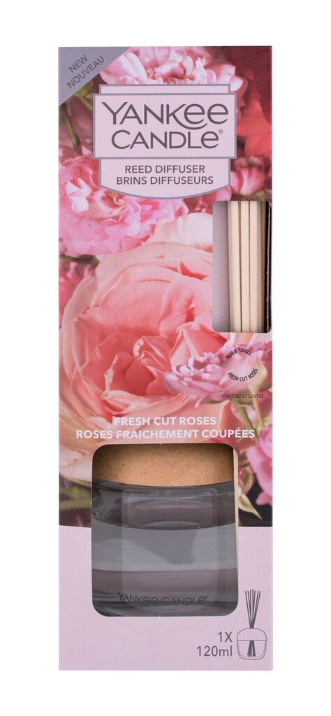 Namų kvapas su lazdelėmis Yankee Candle Fresh Cut Roses, 120 ml kaina ir informacija | Namų kvapai | pigu.lt