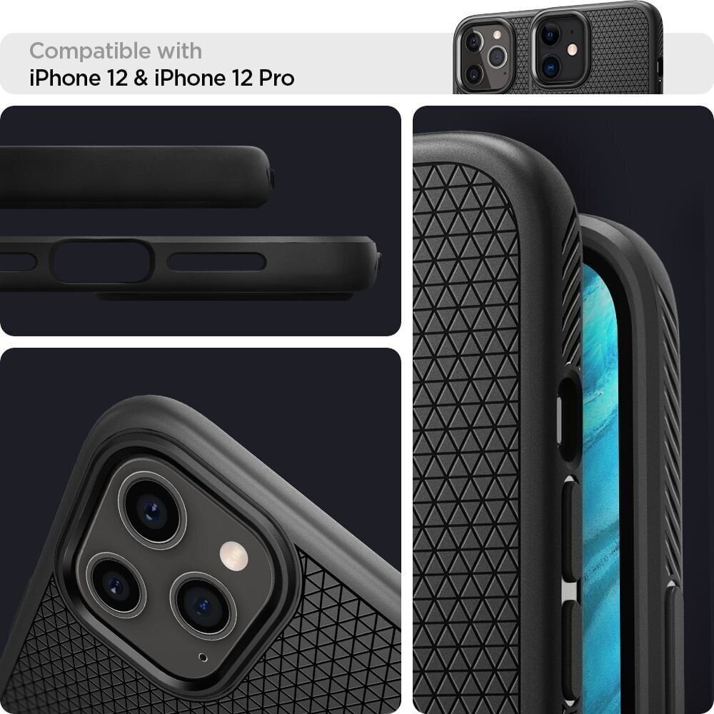 SPIGEN dėklas Liquid Air do IPHONE 12/12 PRO matinis juodas kaina ir informacija | Telefono dėklai | pigu.lt