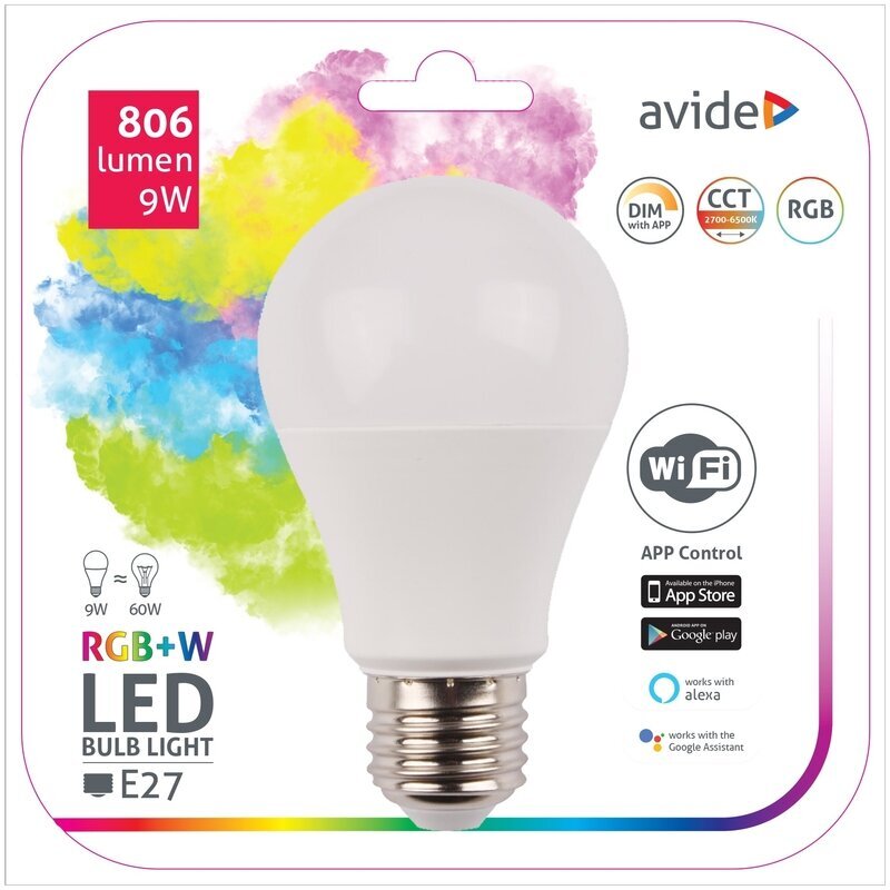 LED lemputė Avide Smart WiFi 9W RGB E27 806lm kaina ir informacija | Elektros lemputės | pigu.lt