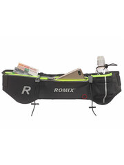Спортивный чехол для телефона на талии ROMIX RH42 для спорта, туризма, рыбалки, отдыха, карман на 3 отделения, черный/флуоресцентный зеленый цена и информация | Сумки, держатели для телефонов | pigu.lt