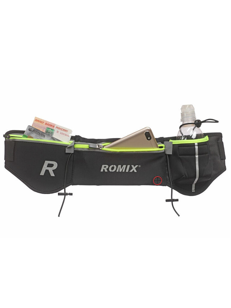 Sportinis telefono laikiklis / dėklas ant juosmens "ROMIX RH42" tinka sportui, turizmui, žvejybai, poilsiui, 3 skyrių, juoda/fluorescencinė žalia kaina ir informacija | Krepšiai, telefonų laikikliai | pigu.lt