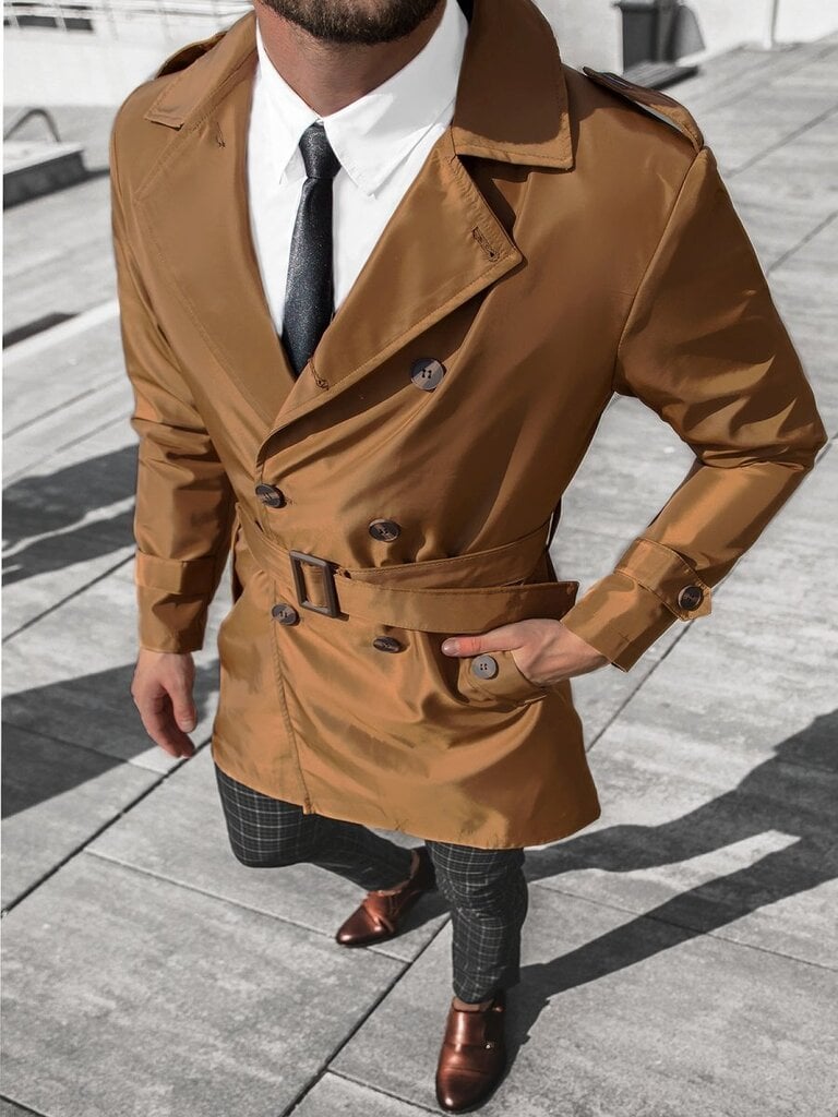 Paltas vyrams Korlo, rudas kaina ir informacija | Vyriški paltai  | pigu.lt