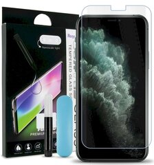 „Fusion UV 9H“ grūdinto stiklo dangtelis + ekologiški klijai + lempa, skirta „Apple iPhone 11 Pro Max“ kaina ir informacija | Apsauginės plėvelės telefonams | pigu.lt