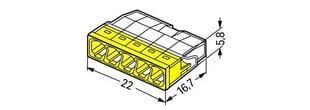 Spyruoklinė jungtis laidui Wago 5x0,5-2,5 mm² 24A/400V, 1 vnt. kaina ir informacija | Tekstiliniai kabeliai ir elektros kaladėlės | pigu.lt